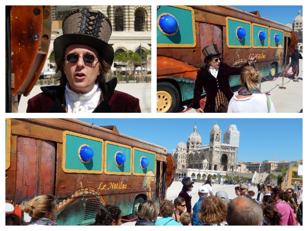 Lionel Mazari disant le "Bateau Ivre" de Rimbaud devant le Notilus (c) DVDM